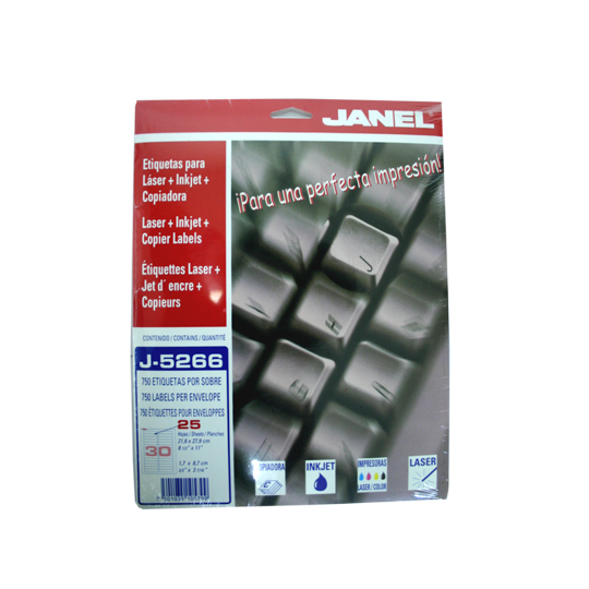 Etiqueta Janel Laser 5266 17X87 C/750 (5 Colores)