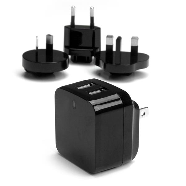 Cargador De Pared Startech.Com Usb 2 Puertos 1A / 2.4A Negro Usb2Pacbk