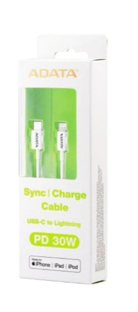 Cable Adata Lightning USB C Apple 1M Blanco (Amficpl-1M-Cwh)