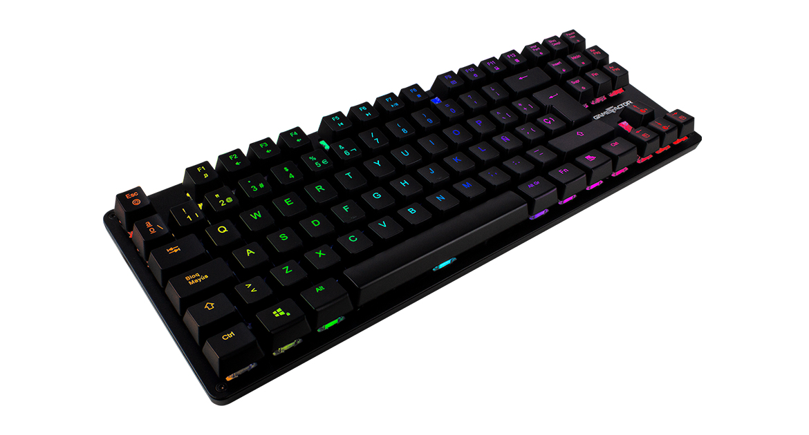 Teclado Gamer Mecanico Tkl Game Factor Kbg500 Rgb Tenkeyless Rojo