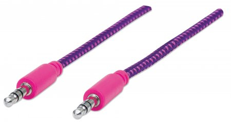 Cable Auxiliar De Audio 3.5 1Mt Textil Rosa/Morado Manhattan 394116