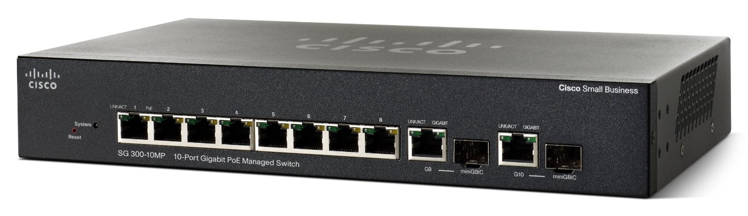 Switch Cisco Gigabit Ethernet Sg300-10Mpp Poe+ 8 Puertos + 2 Sfp