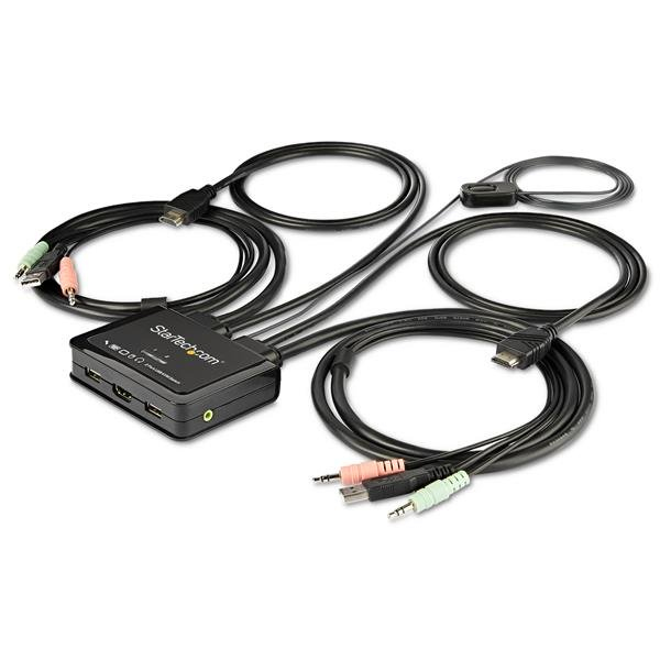 Switch Conmutador Kvm De 2 Puertos Hdmi Con Cables Usb 4K60H