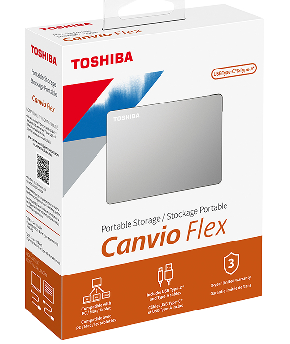 Disco Duro Externo Toshiba Canvio Flex 1 Tb Plata Usb C/3.1 Mac/Pc/And