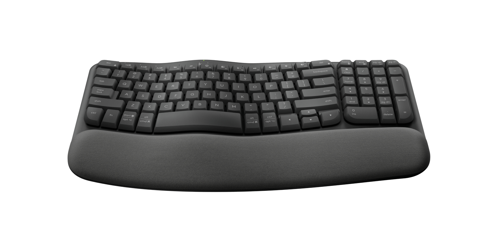 Teclado Ergonómico Logitech Wave Keys Reposamuñecas Inalámbrico Bluetooth Inglés Negro 920-011898