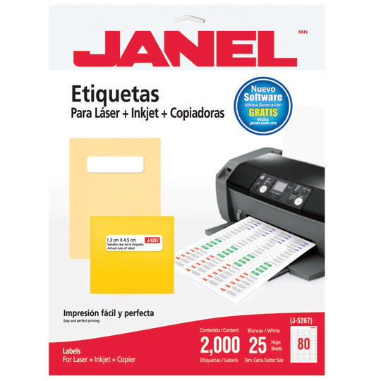 Etiqueta Janel Laser 1.3 X 4.5 Cm C/2000 Articulos Escolar Y Oficina
