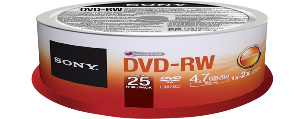 Dvd Regrabable Sony Dvd-Rw 4.7Gb 25 Piezas 25Dmw47Spm