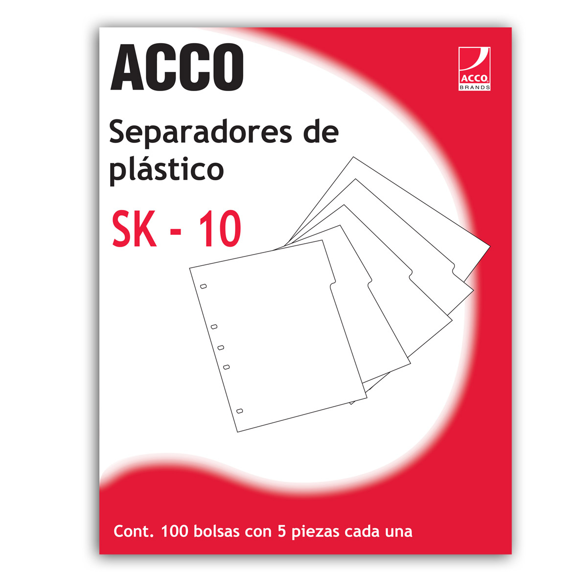 Separador Acco Sk-10 Plastico Carta Surtido 5 Divisiones