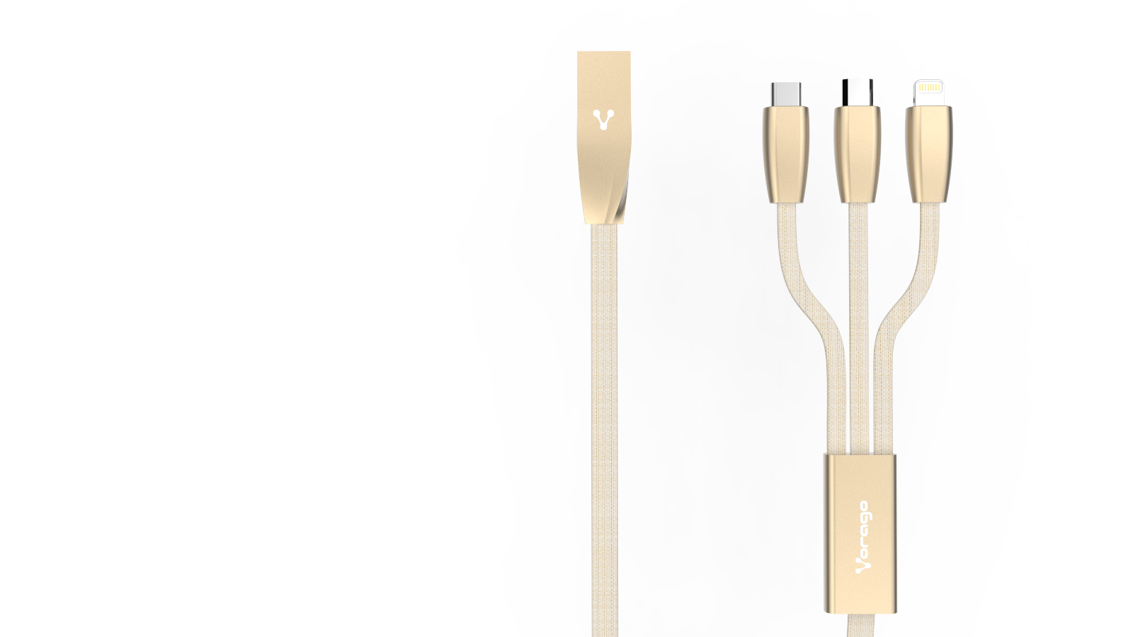 Cable Vorago Cab-300 Micro Usb/ Lightning/ Tipo C Metalico Dorado
