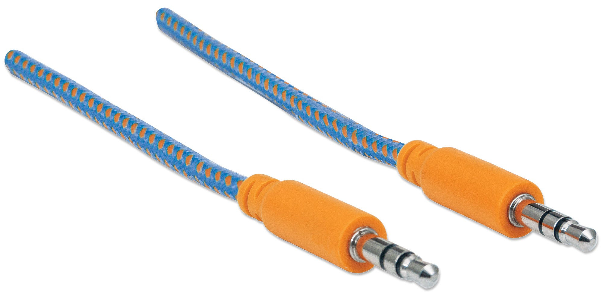 Cable Auxiliar De Audio 3.5 1Mt Textil Naranja/Azul Manhattan 352802
