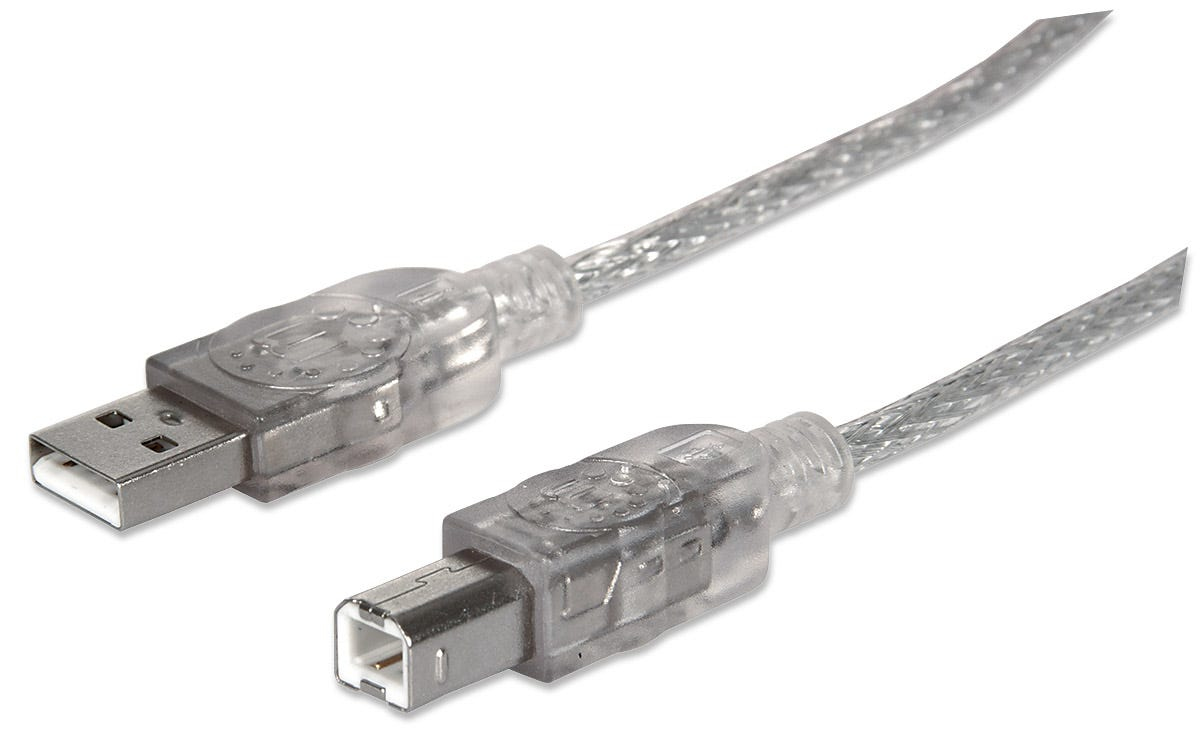 Cable Usb Manhattan V2.0 A-B 5.0M Plata 345408