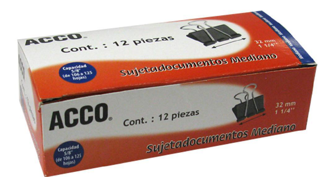 Sujeta Documentos Acco 5435 Grande Paq C/12 Sujetadores