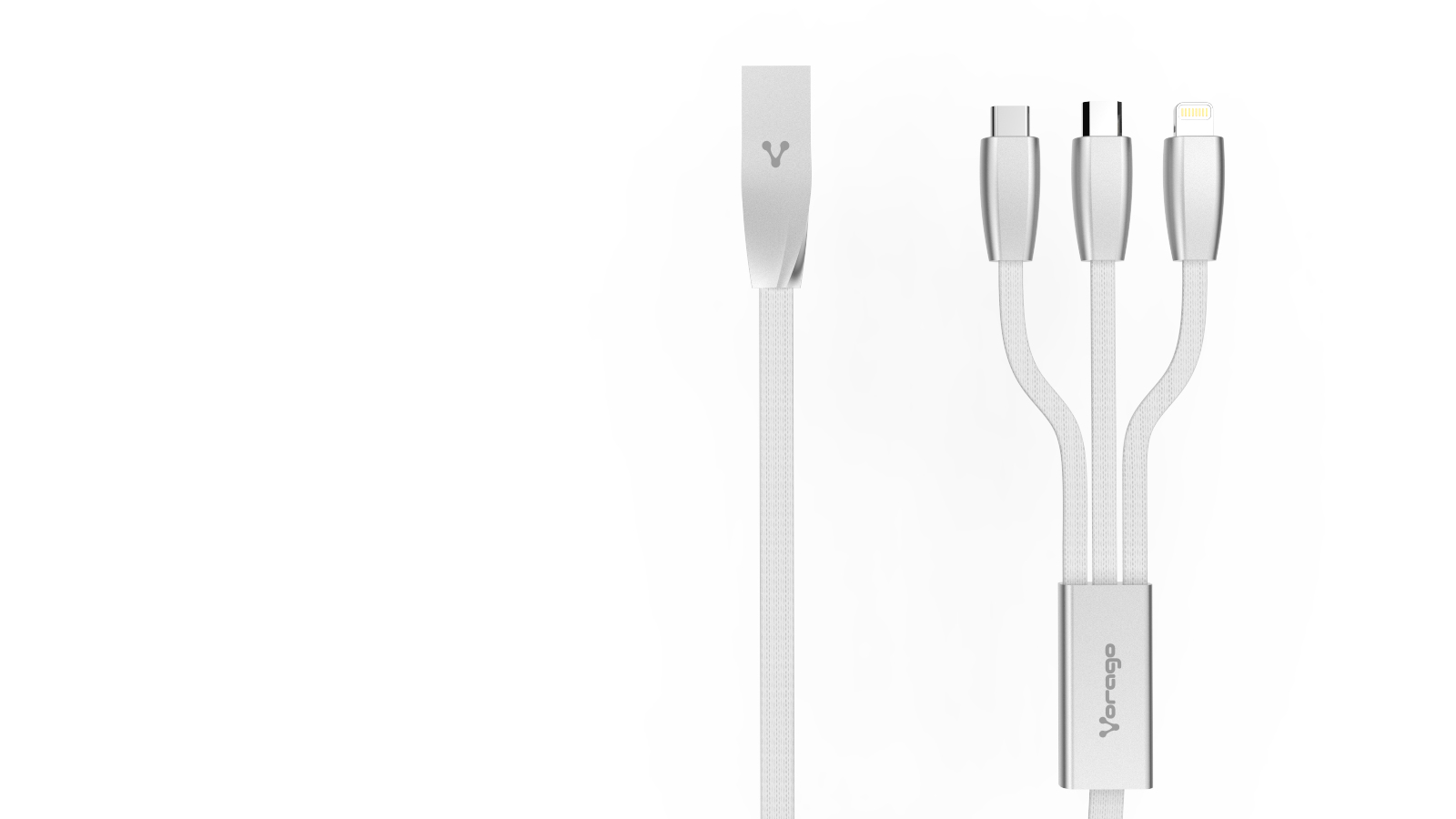 Cable Vorago Cab-300 Micro Usb/ Lightning/ Tipo C Metalico Plata