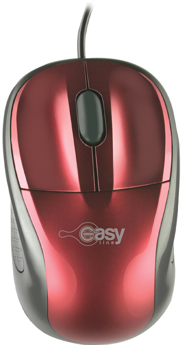 Mouse Easy Line El-993315 Optico Alambrico 800Dpi Rojo