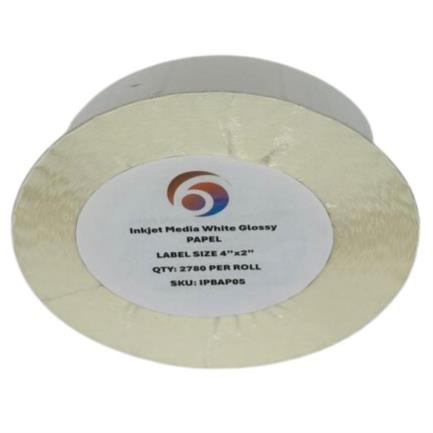 Rollo De Etiquetas Sixgraphics Papel 4" X 2" Núcleo De 3" Adhesivo Acrílico Blanco Brillante Ipbap05