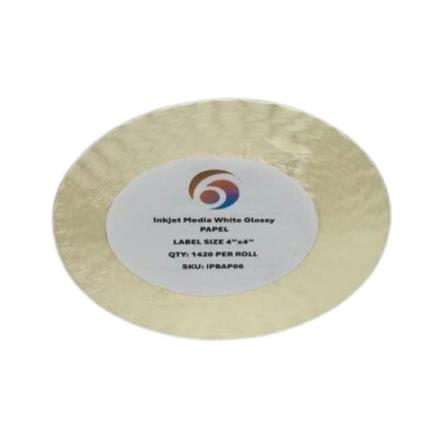 Rollo De Etiquetas Sixgraphics Papel 4" X 4" Núcleo De 3" Adhesivo Acrílico Blanco Brillante Ipbap06