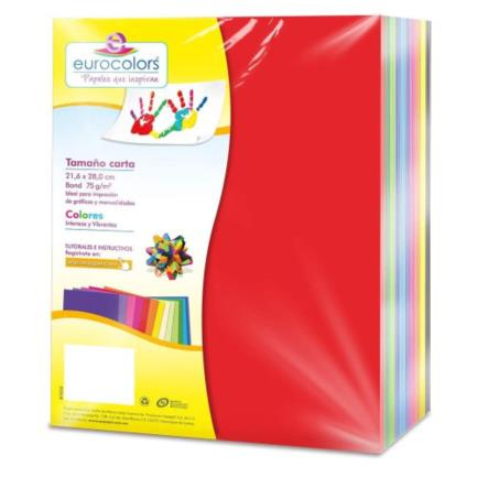Papel De Colores Eurocolors Arcoiris Tamaño Carta Paquete Con 1000 Hojas Ec0078