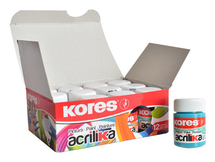 Pintura Acrílica Kores 20Ml Color Turquesa Con 12 Botes 727091