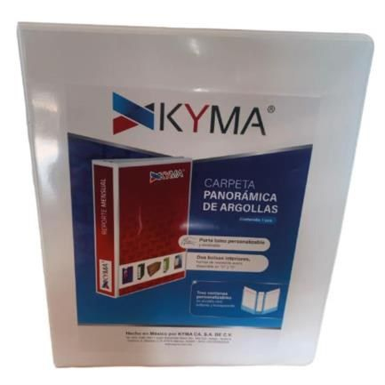 Carpeta Panorámica Kyma De Vinil Tamaño Oficio 1 1/2" Aro En "D" Blanca Cpkcbhd-150-Bcof