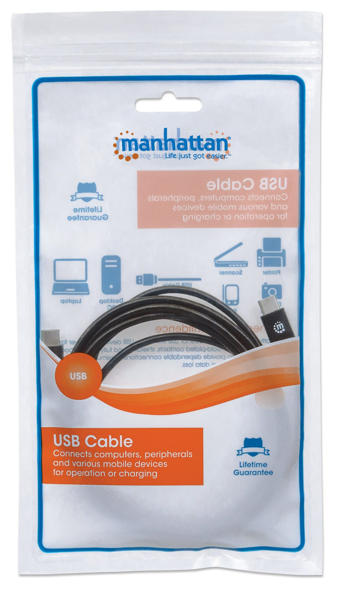 Cable Usb Manhattan Tipo C Macho-Macho 1M Negro V3.1 354868