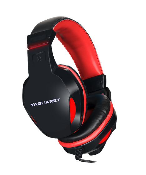 Diadema Gamer Yaguaret Kraven Alambrico 3.5Mm Negro Rojo 6955409007188
