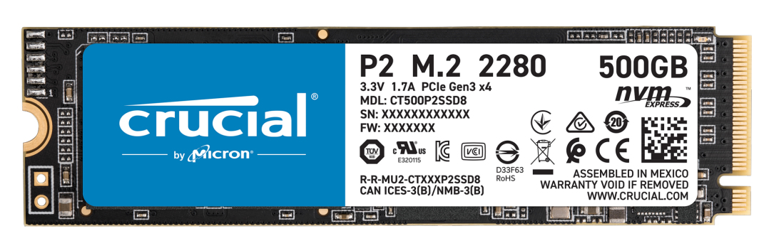 Ssd Crucial M.2 P2 500Gb 3D Nand Nvme Pcie Ct500P2Ssd8
