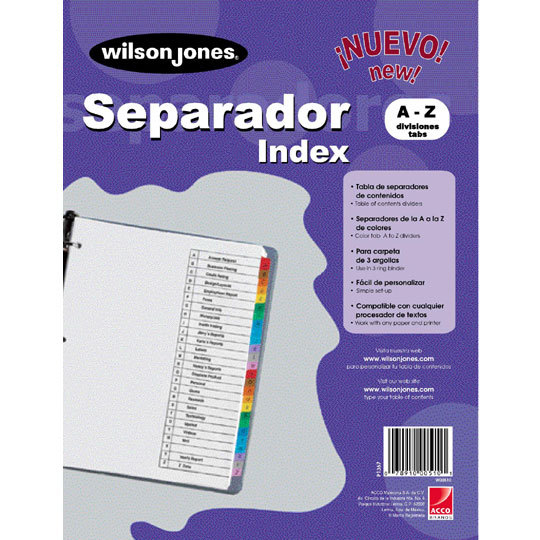 Separador Wilson Jones A-Z Economico Articulos Escolar Y Oficina