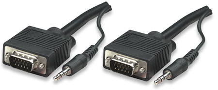 Cable Svga Manhattan Monitor 8Mm Hd15M-M+Audio 20.0M 326681