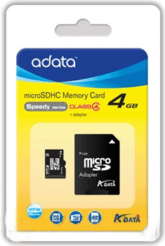 Memoria Micro Sdhc Adata 4 Gb C/Adaptador Cl4 (Ausdh4Gcl4-Ra1)