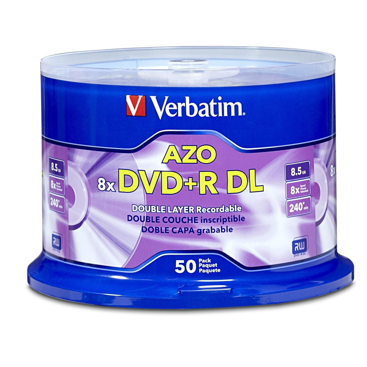 Paquete 50 Discos Doble Capa Verbatim Dvdr 8.5Gb 8X Spindle Vb97000