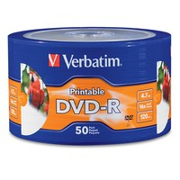 Paquete 50 Discos Verbatim Dvdr 4.7Gb 120Min 16X Imprimible Color Wrap
