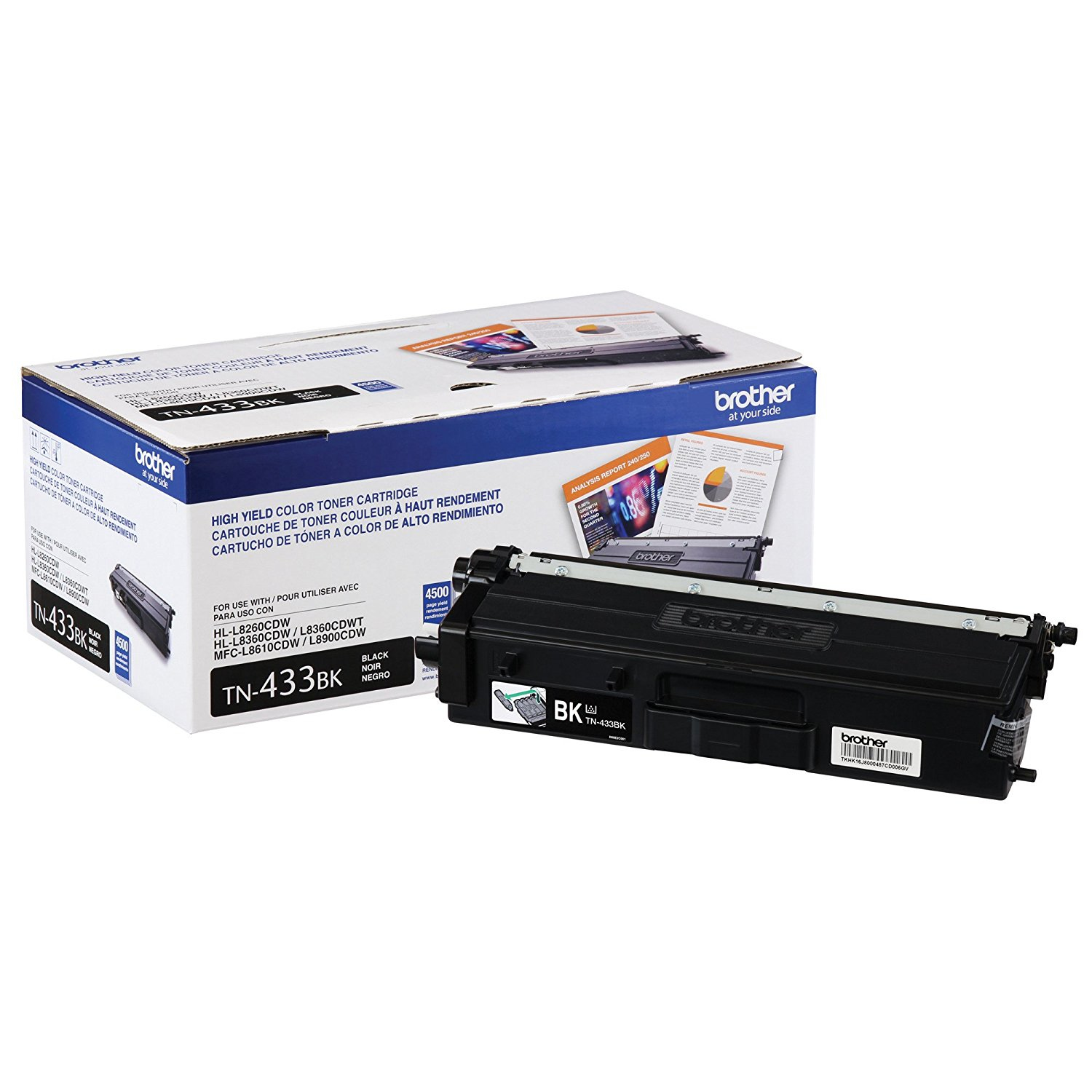 Toner Brother Tn433Bk Negro 4500 Pags P/Mfcl890