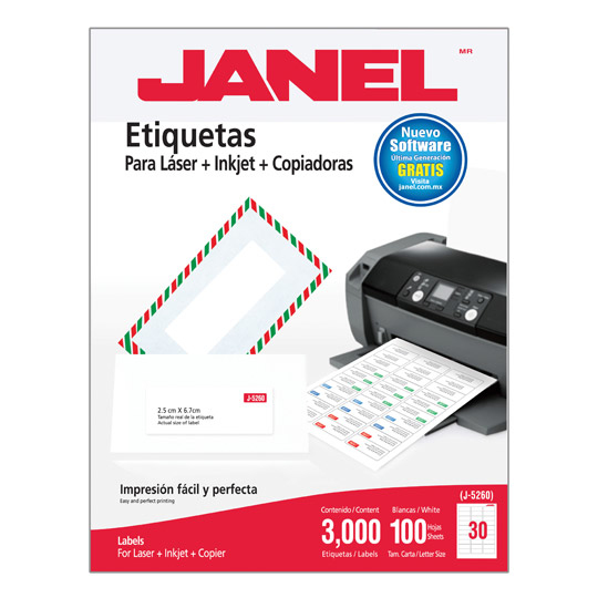 Etiqueta Janel Laser 25X67 100H C/3000 Articulos Escolar Y Oficina