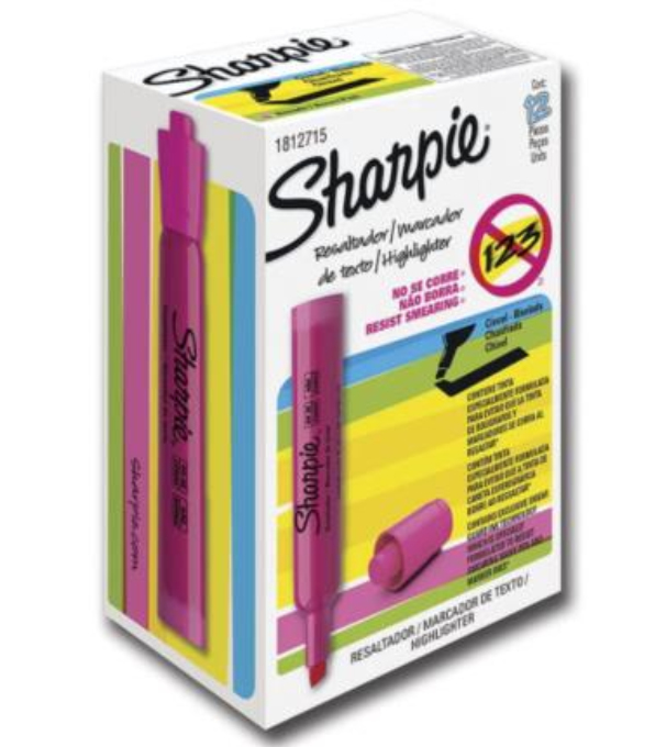 Marca Texto Sharpie Color Rosa 12 Piezas 25009B