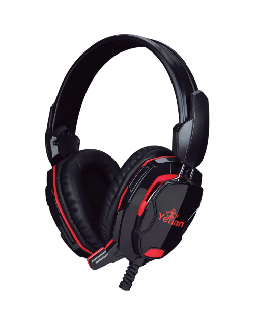 Diadema Gamer Yeyian Yh2000 Tempest3.5Mm Usb Led C/Mic Negro C/ Rojo