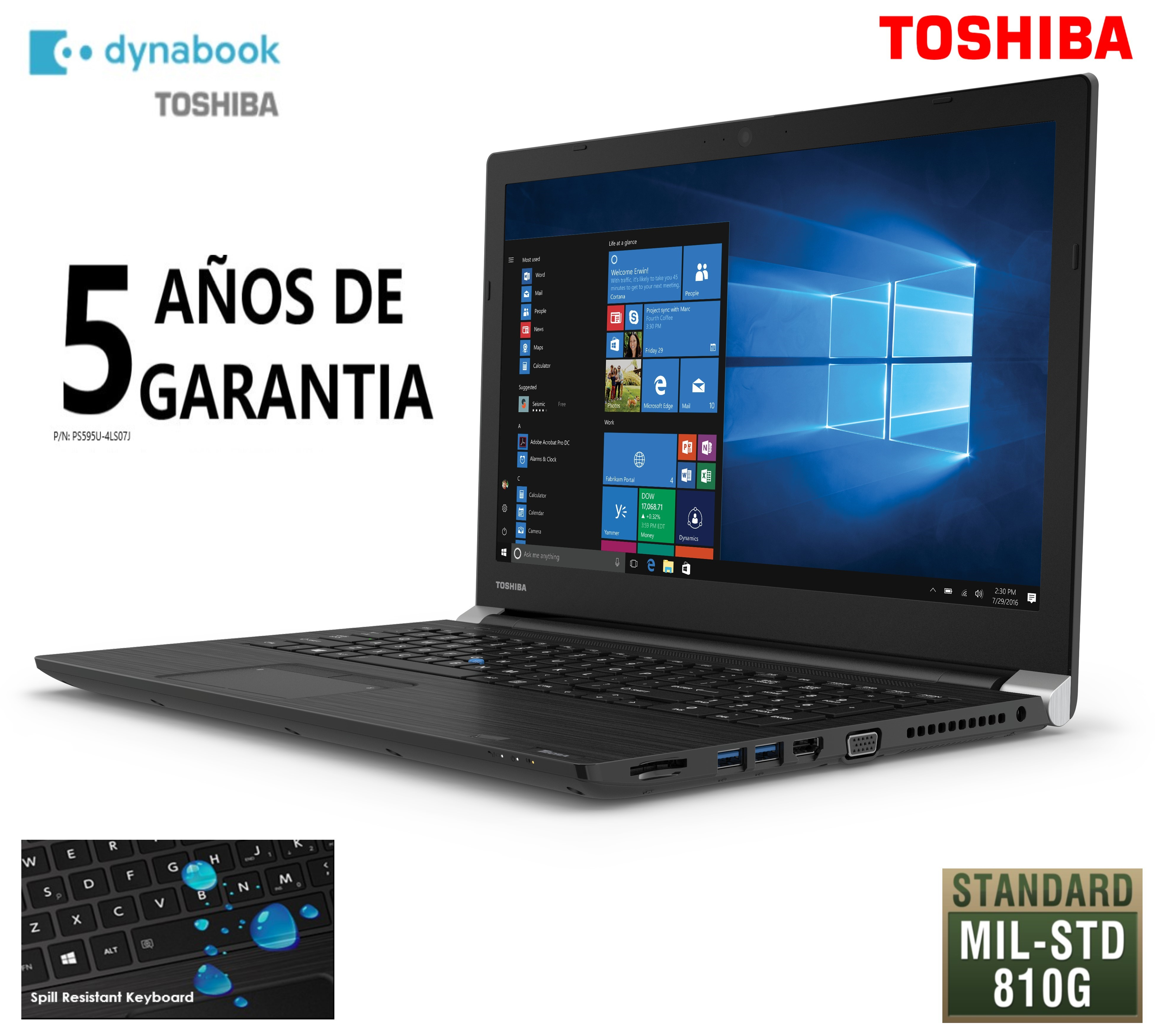Laptop Toshiba A50-E 15.6" Ci7 8550U 16Gb 512Gb W10Pro Ps595U-4Ls07J 