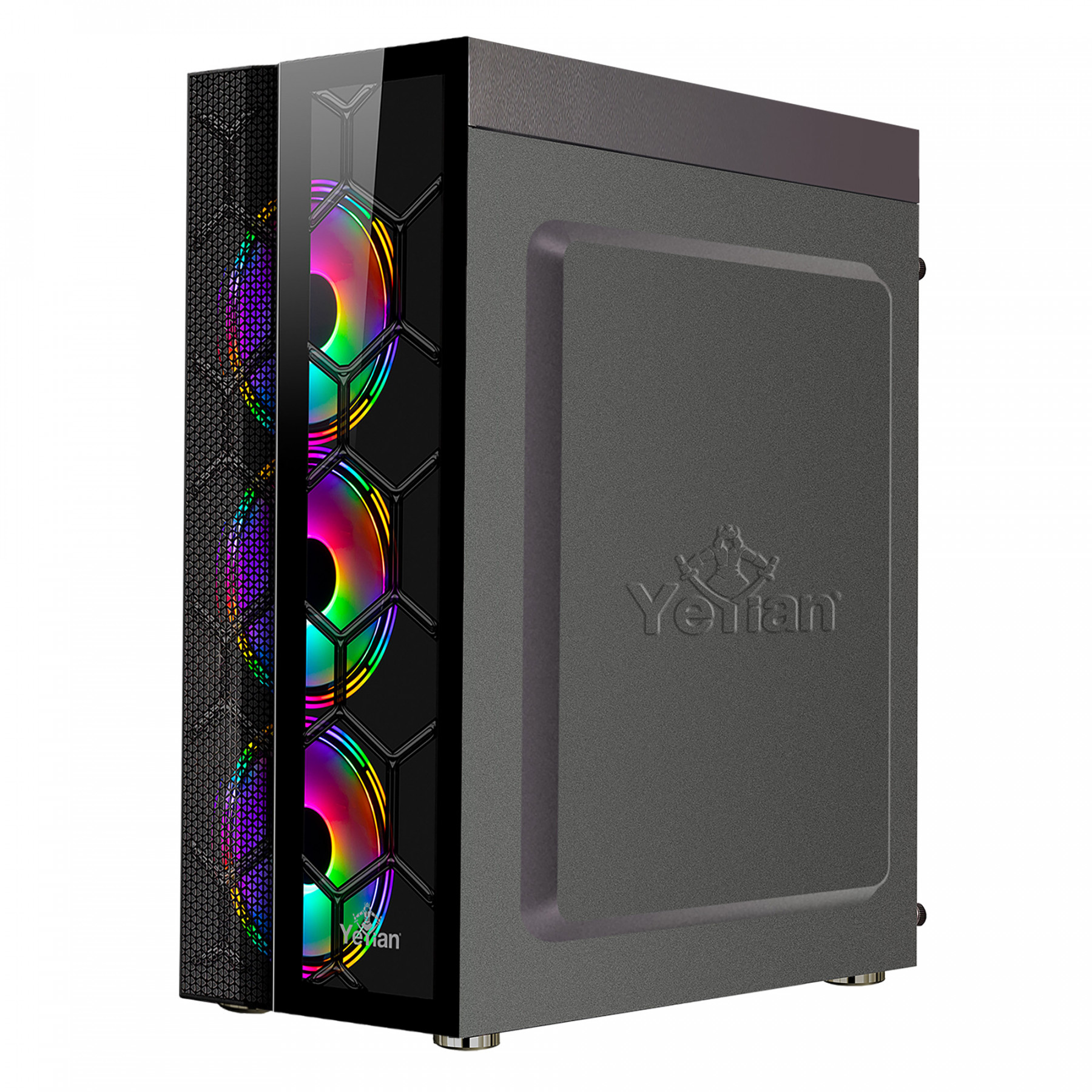 Gabinete Gamer Yeyian Rapture 2500 Atx Ventada Negro Rgb Ych-7S3V-01Bk