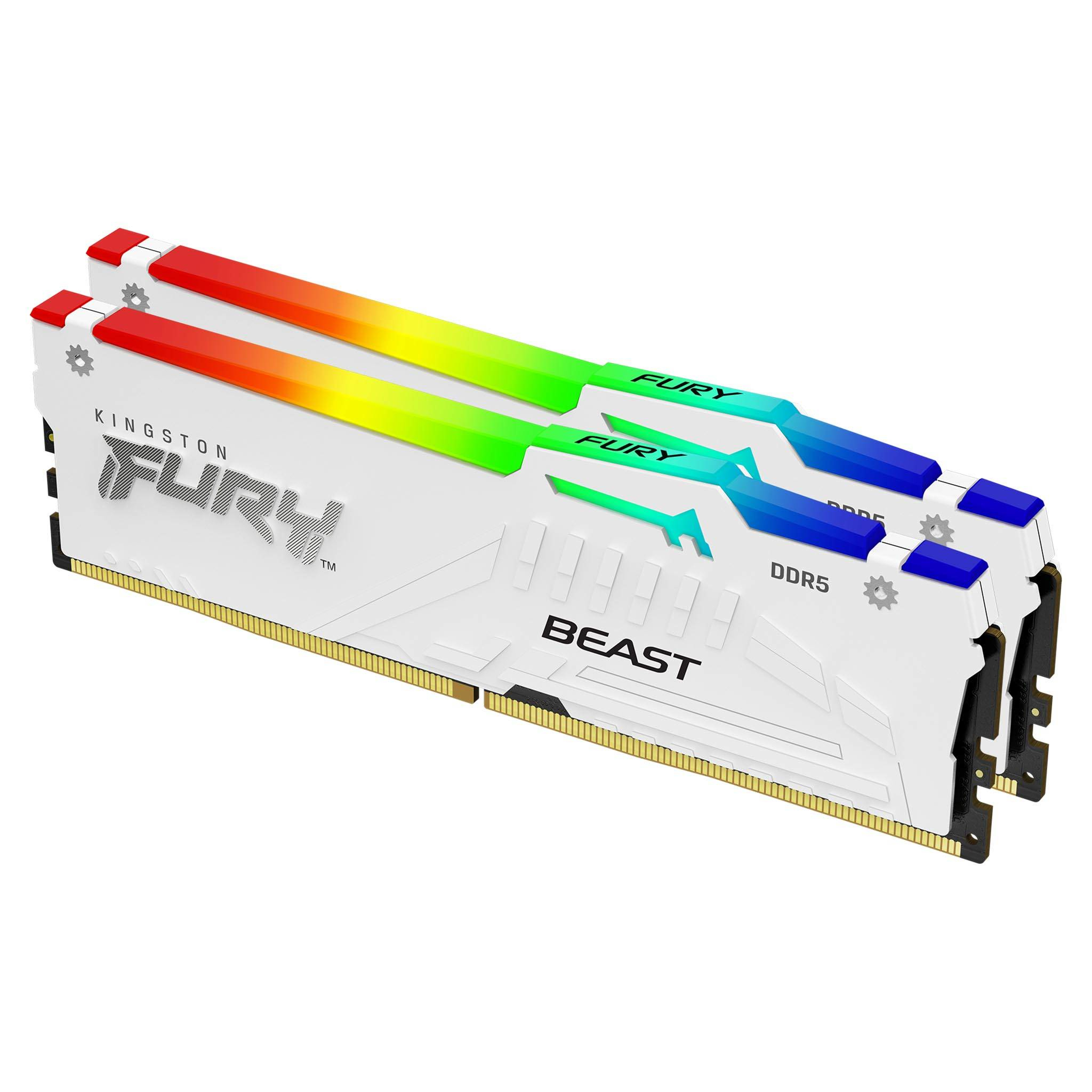 Kit Memoria Ram Kingston Fury Beast Rgb 32Gb 2X 16Gb Ddr5 6000Mhz Cl36 Blanco Kf560C36Bwe2Ak2-32