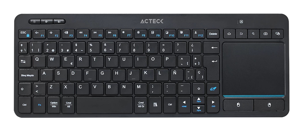 Teclado Acteck Inspire Smart Ti707 Con Touchpad Inalámbrico Bluetooth Español Negro Ac-939621