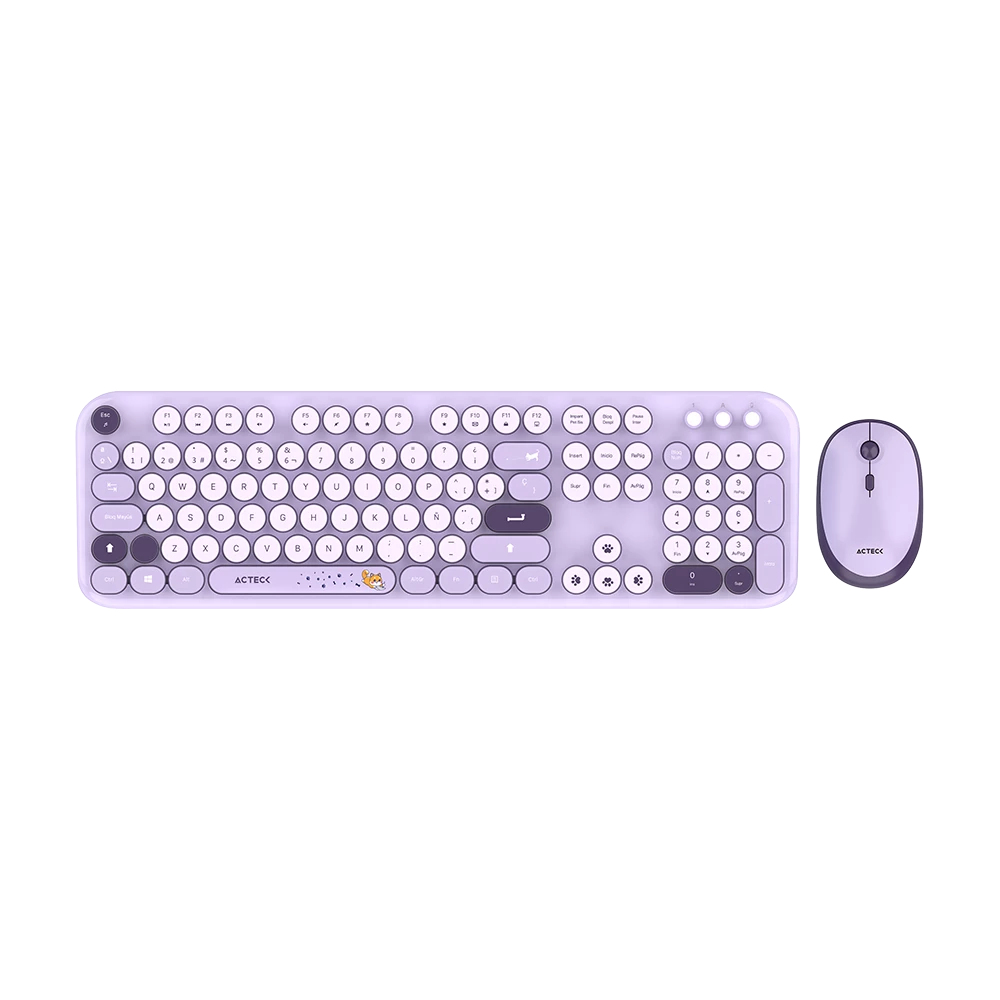 Kit Teclado Y Mouse Acteck Creator Chic K-Colors Mk485 Inalambrico 2.4 Mhz Violeta Ac-940214