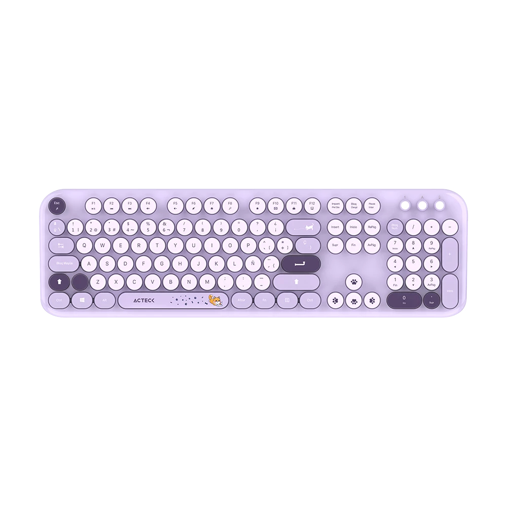 Kit Teclado Y Mouse Acteck Creator Chic K-Colors Mk485 Inalambrico 2.4 Mhz Violeta Ac-940214