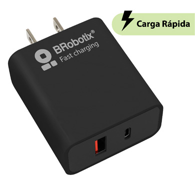 Cargador De Pared Brobotix 6006658 Carga Rápida Dual 1X Usb-A 1X Usb-A 18W Negro