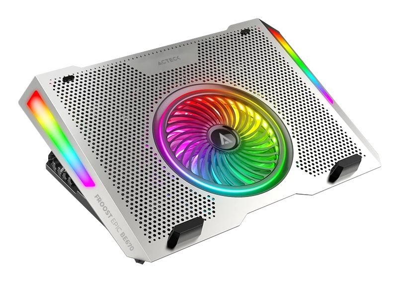 Base Enfriadora Acteck Ac-940764 Froost Epic Be670 Rgb Para Laptop 15.6" 1X Ventilador 2600Rpm Plata