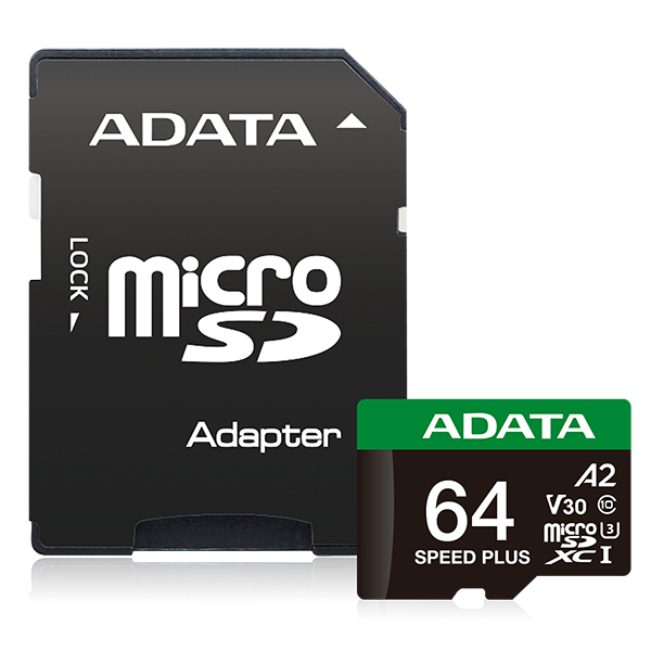 Memoria Micro Sd Adata Speed Plus 64Gb Lectura 160 Mb/S Class 10 Ud64Gui3V30A2Sp-Ra1