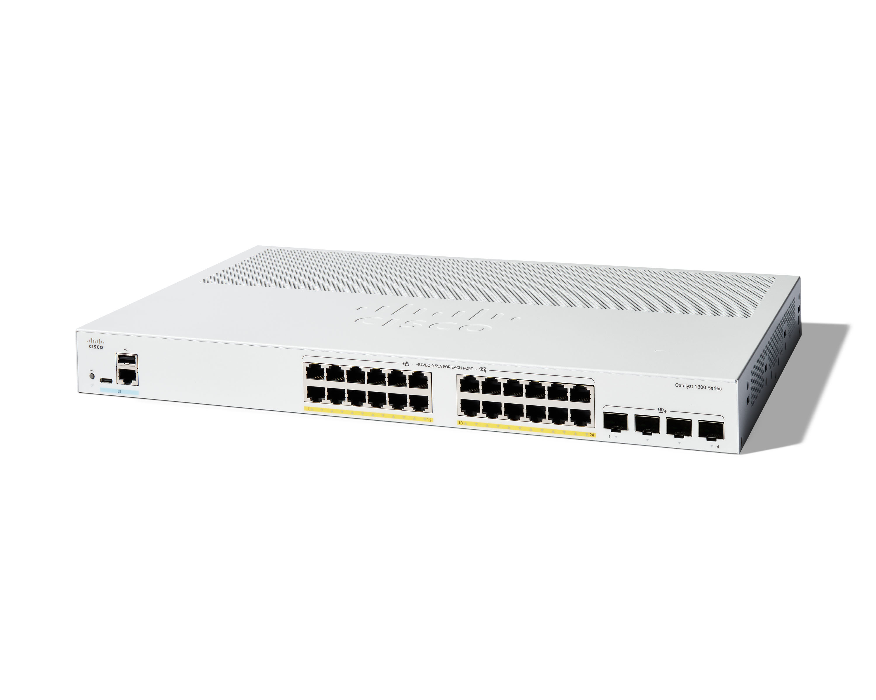 Switch Cisco Catalyst 1300 24X Rj-45 4X Sfp 198W 128Gbit/S 16000 Entradas Gestionable C1300-24P-4X