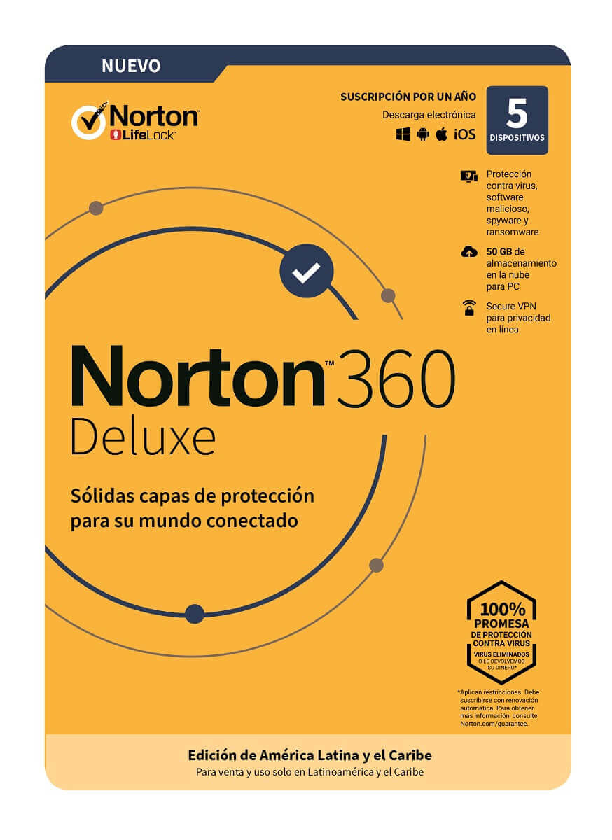 Norton 360 Deluxe 5 Dispositivos 1 Año Español Windows Mac Android Ios Descarga Digital Esd 21404361