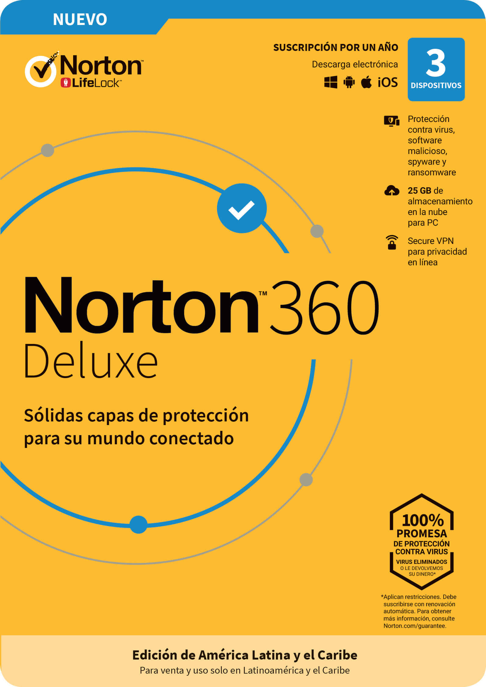 Norton 360 Deluxe 3 Dispositivos 1 Año Español Windows Mac Android Ios Descarga Digital Esd 21404369