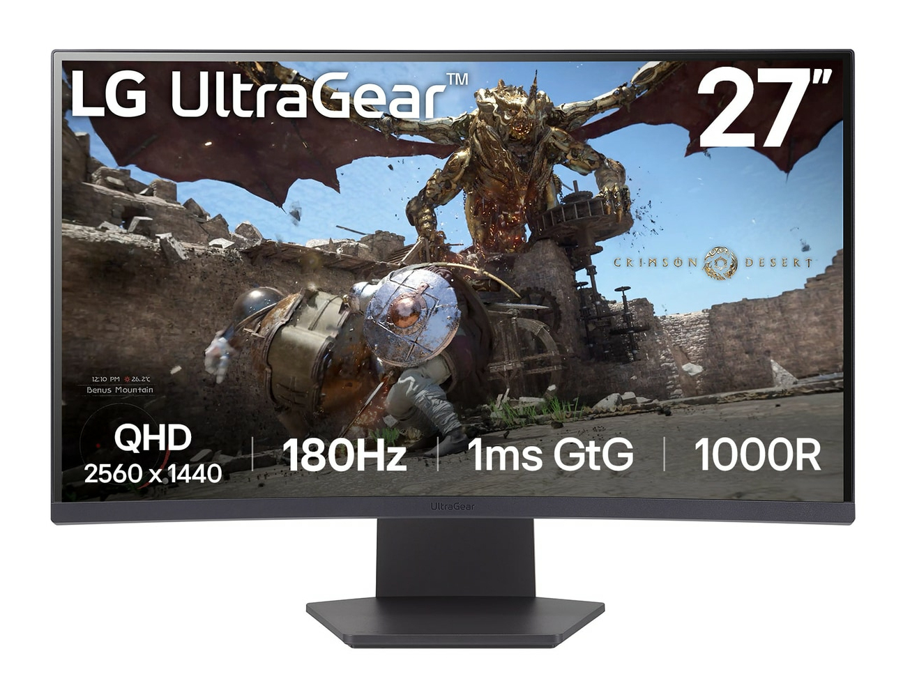 Monitor Gamer Curvo Lg 27Gs60Qc 27" Qhd 180Hz 1Ms Freesync Hdmi Dp Negro