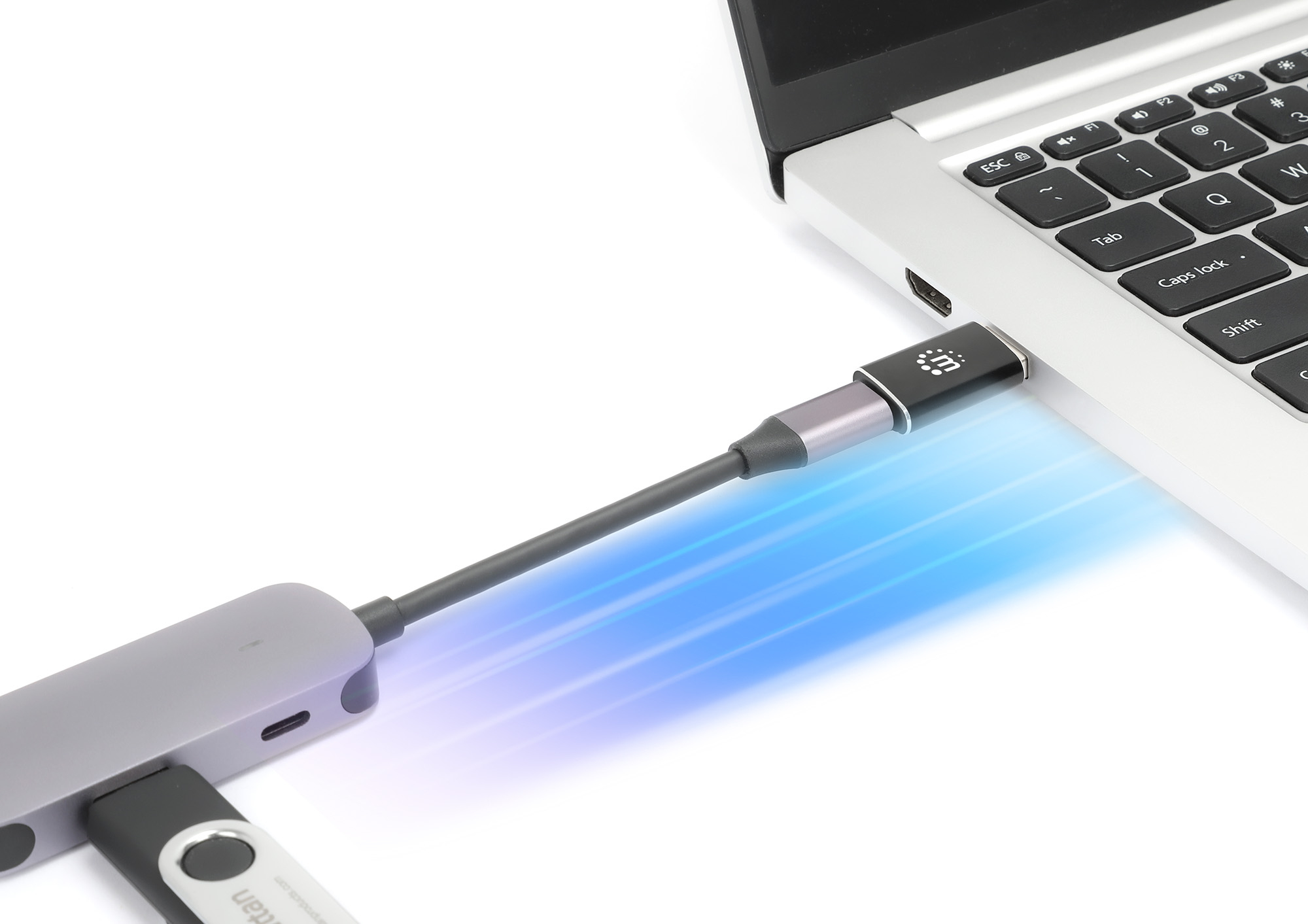 Adaptador Manhattan Usb-A Macho A Usb-C 5Gbit/S Negro 153980