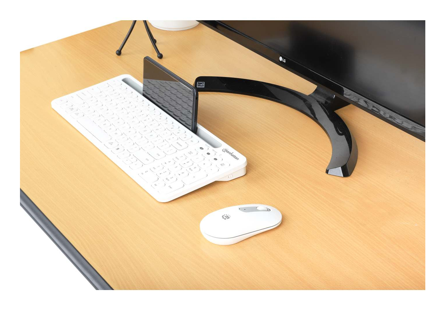 Kit Manhattan Teclado Y Mouse Óptico 1200Dpi 3 Botones Inalámbrico Rf Usb-A Blanco 180580